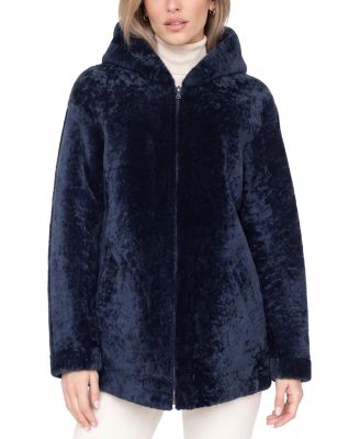 Textured Reversible Shearling Lamb Zip Parka