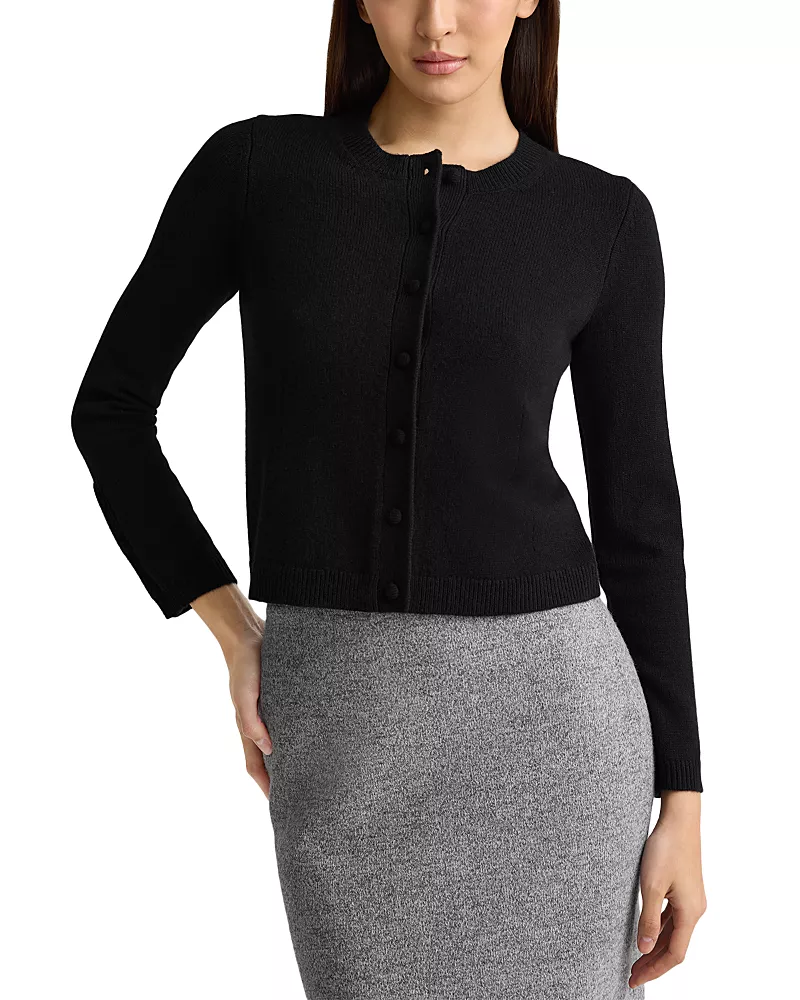 St. John Wool & Cashmere Crewneck Cardigan