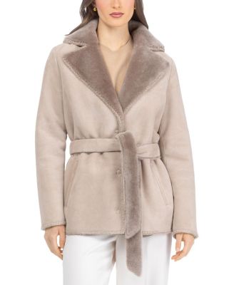  Merino Shearling Lamb Jacket with Whipstitch Trim and Belt