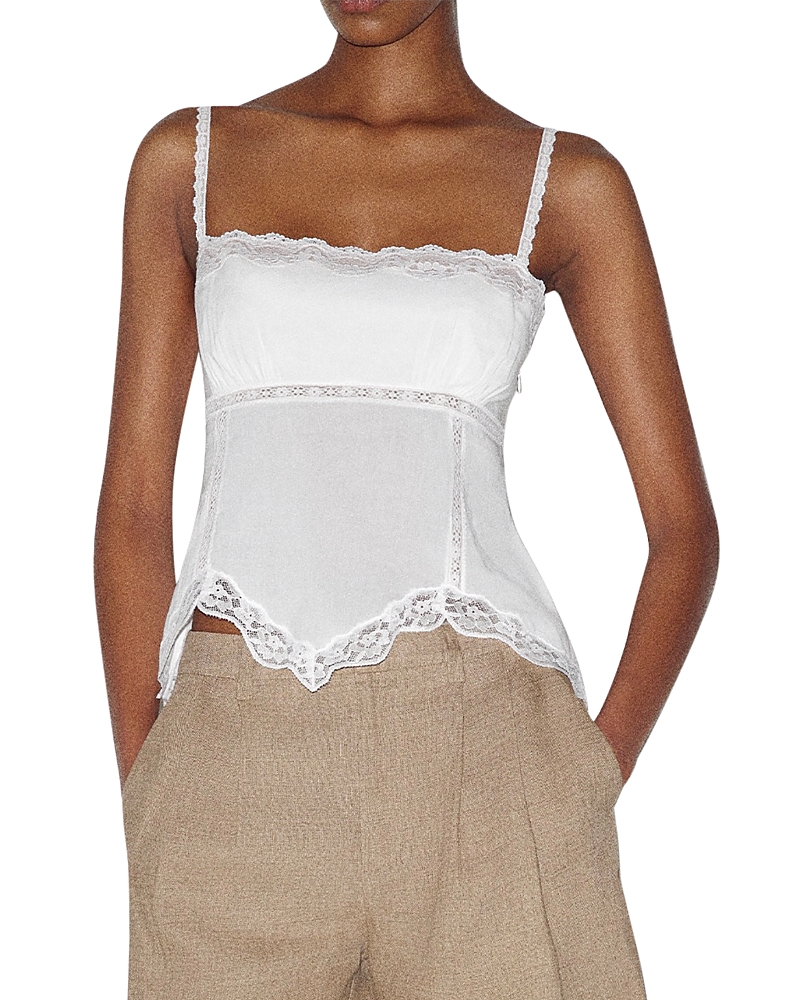 Reformation Apricot Lace Inset Top
