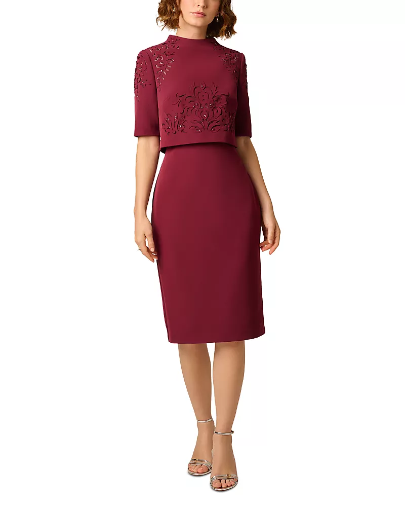 Aidan Mattox Layered Look Stretch Sheath Dress