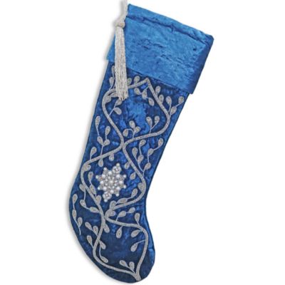 Embellished Blue Velvet Stocking