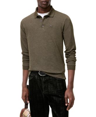 Long-Sleeve Wool Cotton Polo Shirt