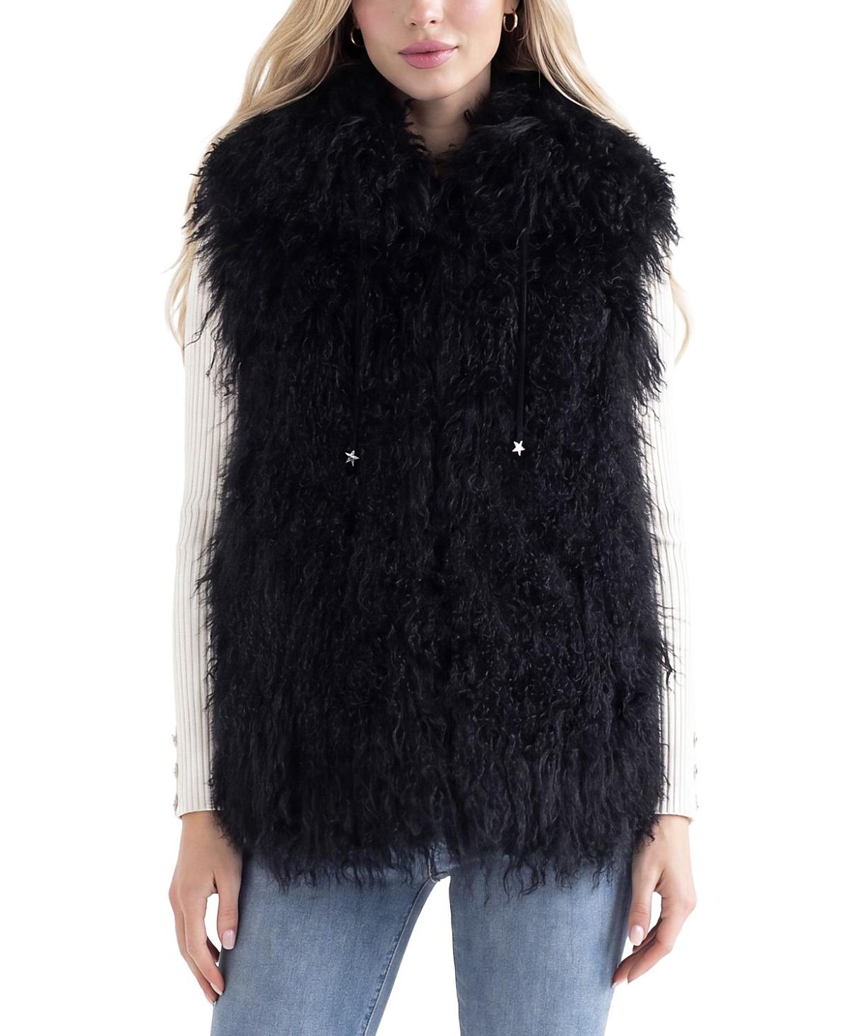 Gorski Reversible Select Mongolian Shearling Lamb Vest with Wool and Cashmere Back Crafted from Loro Piana
