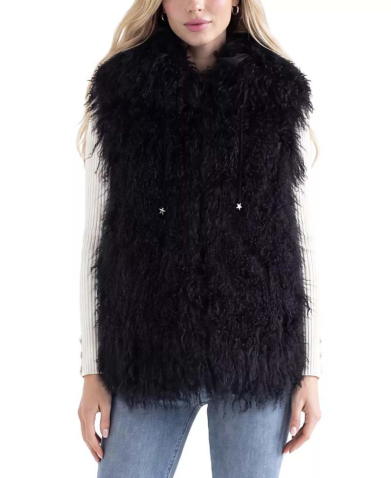 Gorski Reversible Select Mongolian Shearling Lamb Vest with Wool and Cashmere Back Crafted from Loro Piana