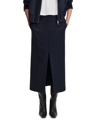 Bessie Wool Blend Pinstriped Midi Skirt