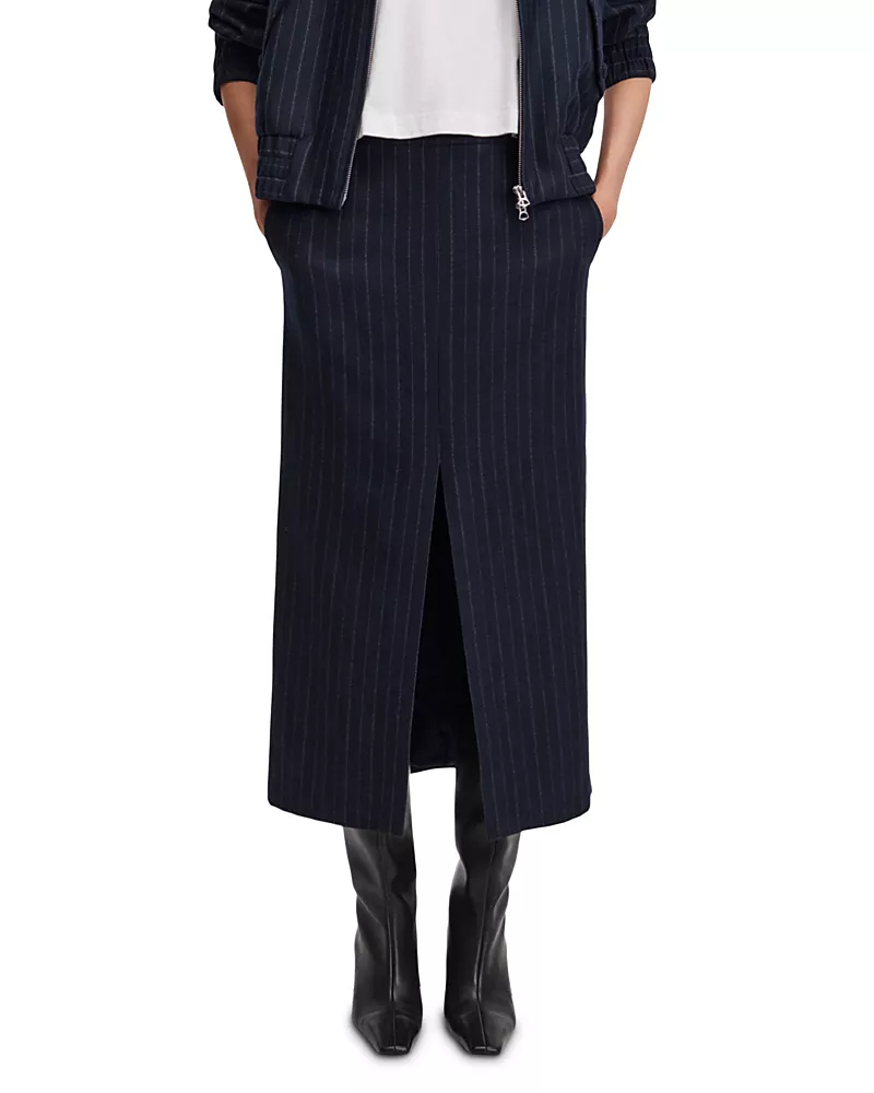 rag & bone Bessie Wool Blend Pinstriped Midi Skirt