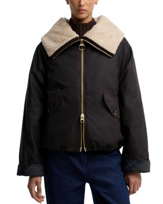 Mary Faux Fur Collar Waxed Cotton Jacket