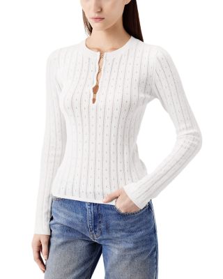 Tressé Tresse Pointelle Ribbed Sweater In White