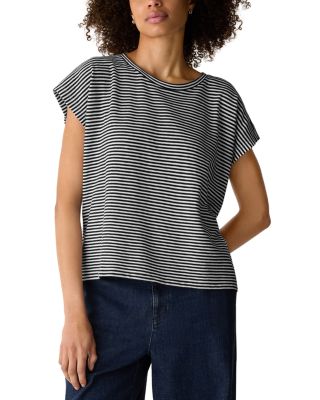 Cotton Crewneck Cap Sleeve Top