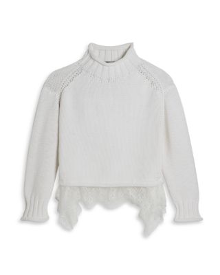 Girls' Mock Neck Sweater With Lace Trim, Big Kid - Exclusive 