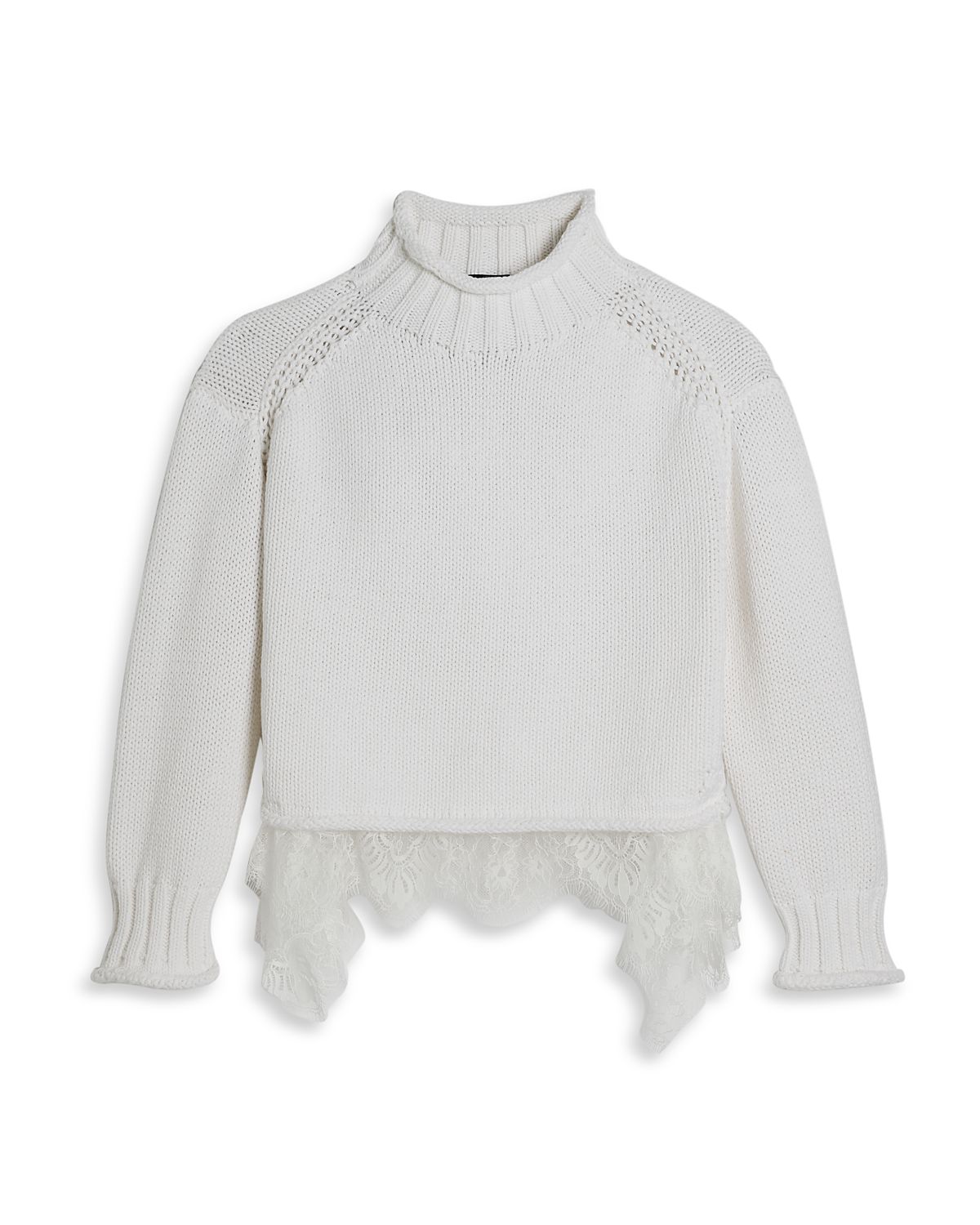 Aqua Girls' Mock Neck Sweater With Lace Trim, Big Kid - Exclusive