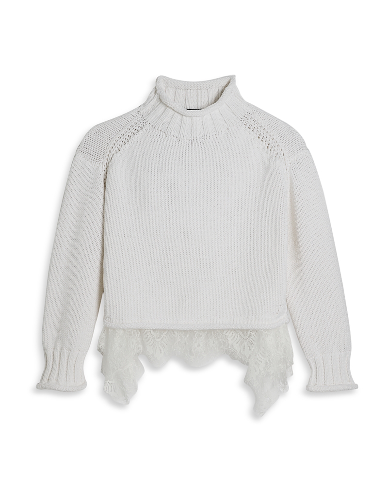 Aqua Girls' Mock Neck Sweater With Lace Trim, Big Kid - Exclusive