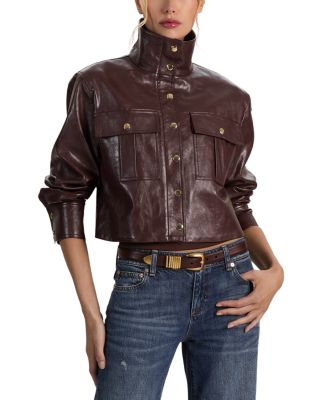 James Faux Leather Cropped Jacket - thumbnail 3