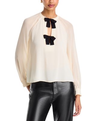 Aurelia Bow Trim Raglan Sleeve Top