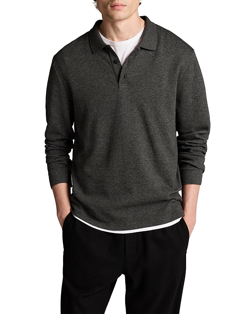 Vince Heathered Double Face Long Sleeve Polo Shirt