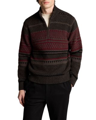 Vince Wool Blend Variegated Jacquard Quarter Zip Sweater