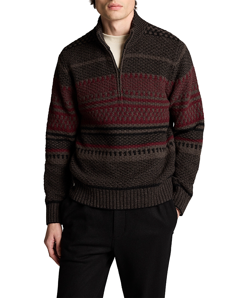Vince Wool Blend Variegated Jacquard Quarter Zip Sweater