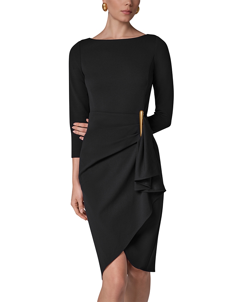 Donna Karan New York Cascade Ruffle Boat Neck Sheath Dress