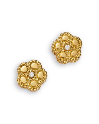 Roberto Coin 18K Yellow Gold Daisy Diamond Stud Earrings, 0.02 tcw