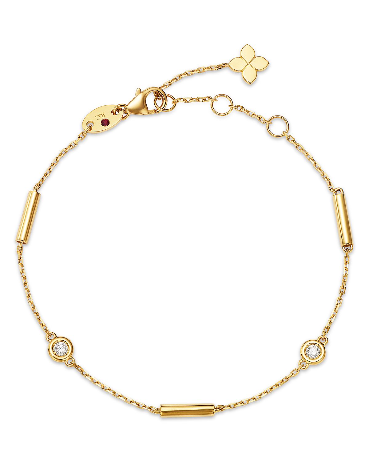 Roberto Coin 18K Yellow Gold Diamonds by the Inch Diamond Bezel & Polished Bar Link Bracelet, 0.16 tcw