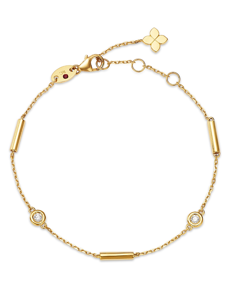 Roberto Coin 18K Yellow Gold Diamonds by the Inch Diamond Bezel & Polished Bar Link Bracelet, 0.16 tcw