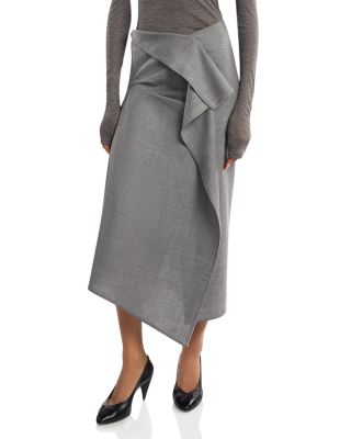 Draped Tailored Wool Skirt