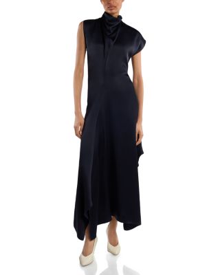 Victoria Beckham High Neck Draped Midi Dress