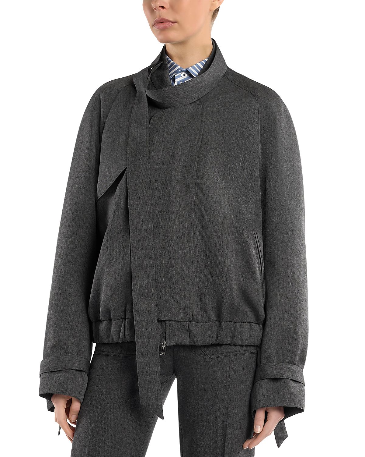 Victoria Beckham Wool Scarf Bomber Jacket