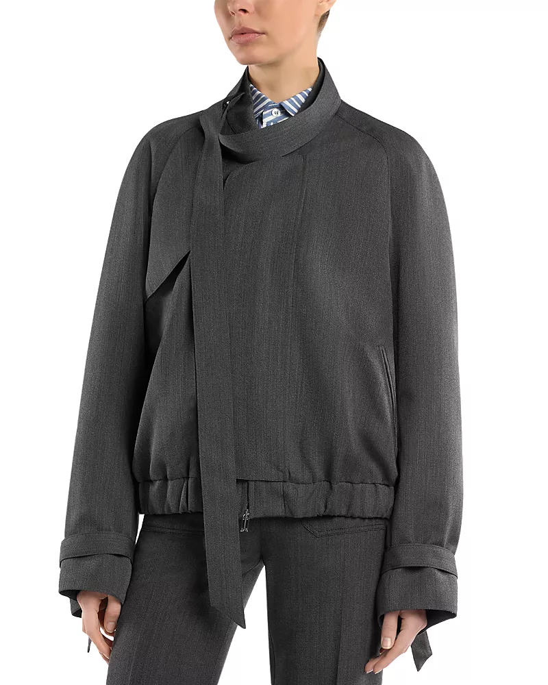 Victoria Beckham Wool Scarf Bomber Jacket