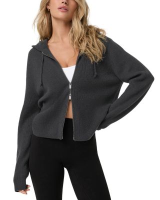 Vuori Emilie Cashmere Zippered Hoodie In Vintage Black