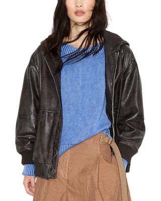 Mcogelo Leather Hooded Jacket