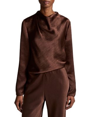 Draped Cowl Neck Long Sleeve Top