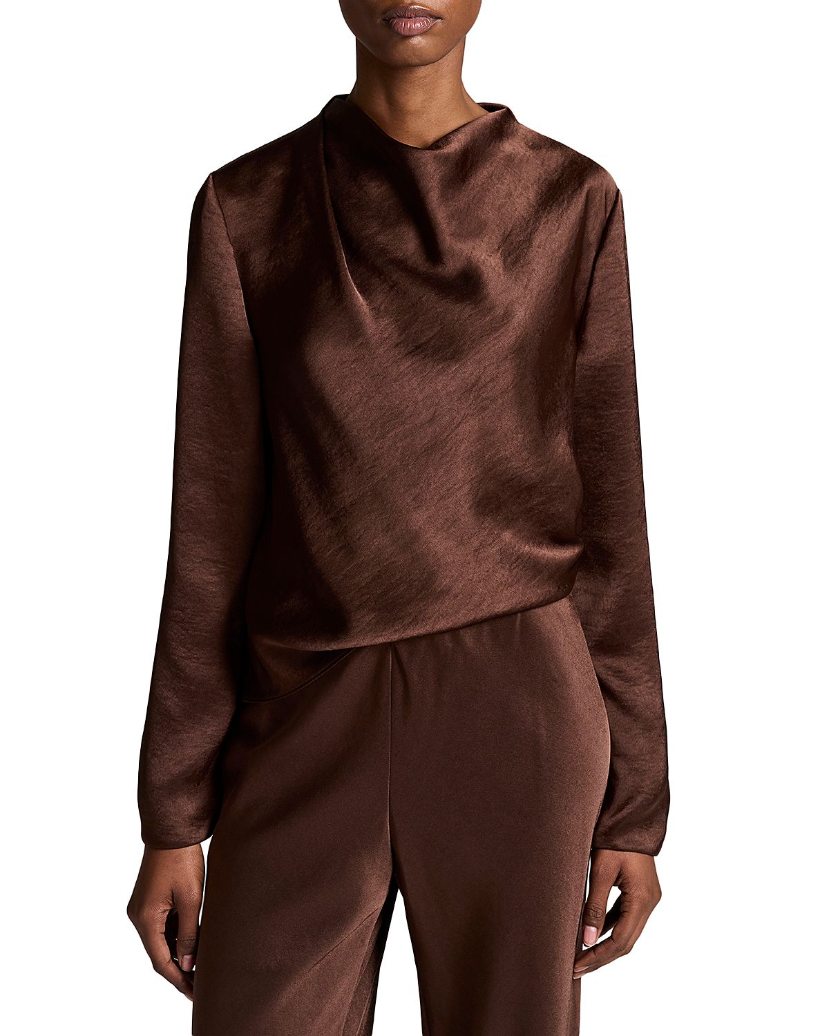 Vince Draped Cowl Neck Long Sleeve Top