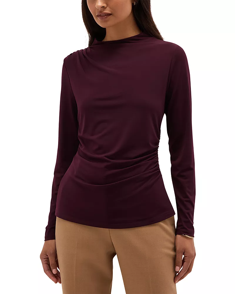 Hobbs London Oriana Ruched High Neck Top