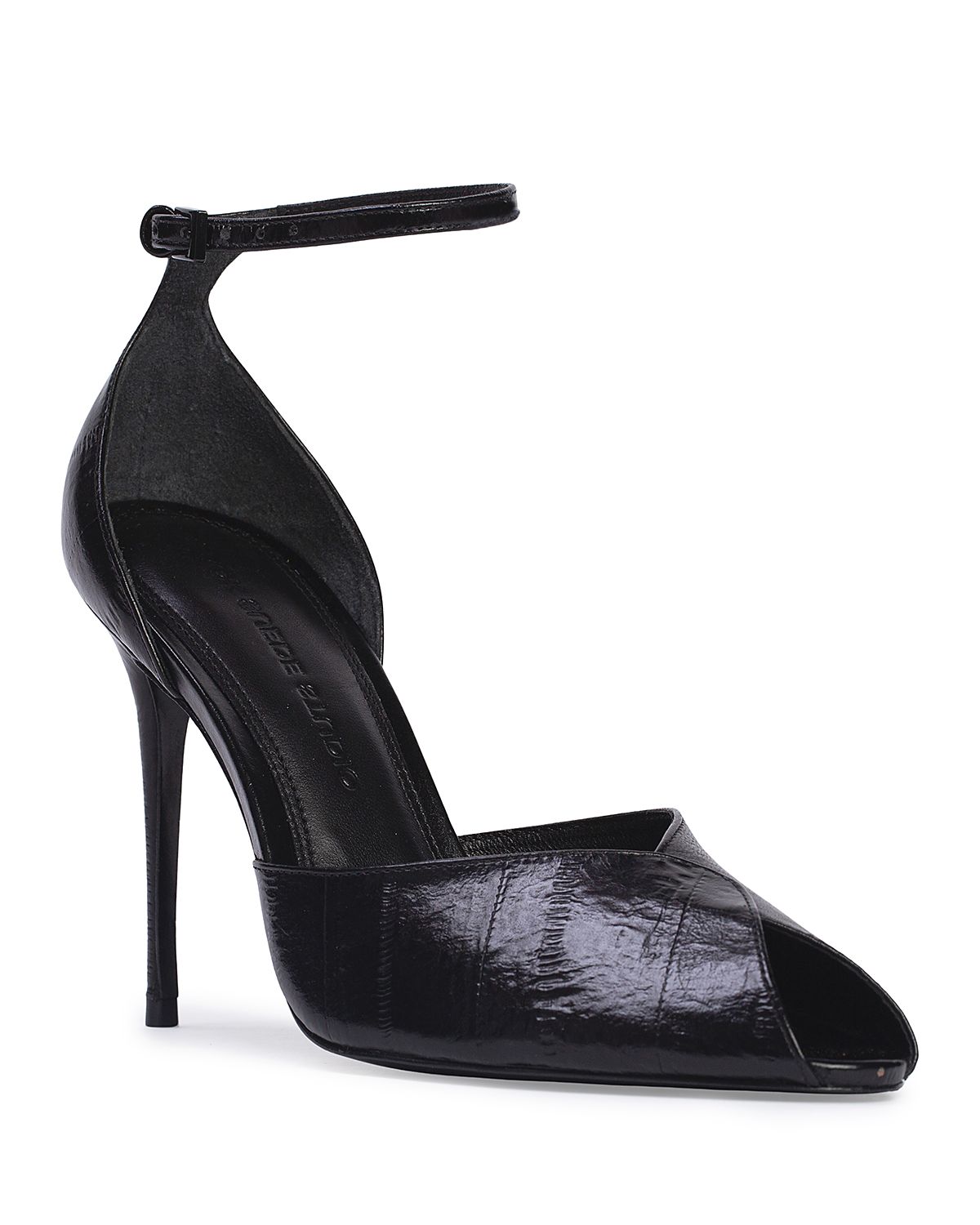 Black Suede Studio Women's Cala 100 Leather Peep Toe Sandals