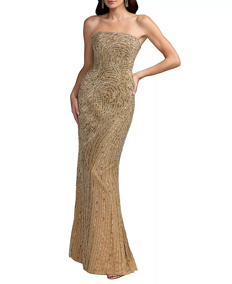 Mac Duggal Embellished Strapless Column Gown