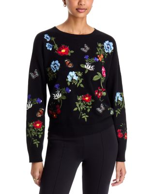 Alice and Olivia Teanna Embroidered Crewneck Sweater