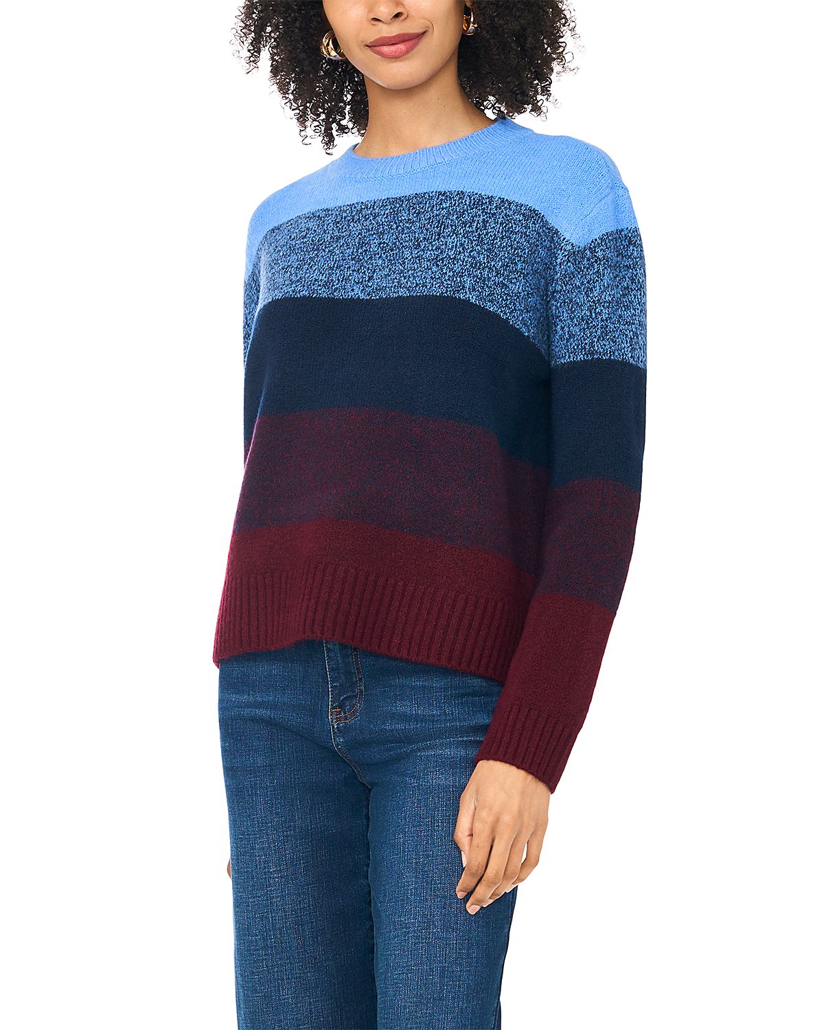 Vince Camuto Ombre Stripe Crewneck Sweater
