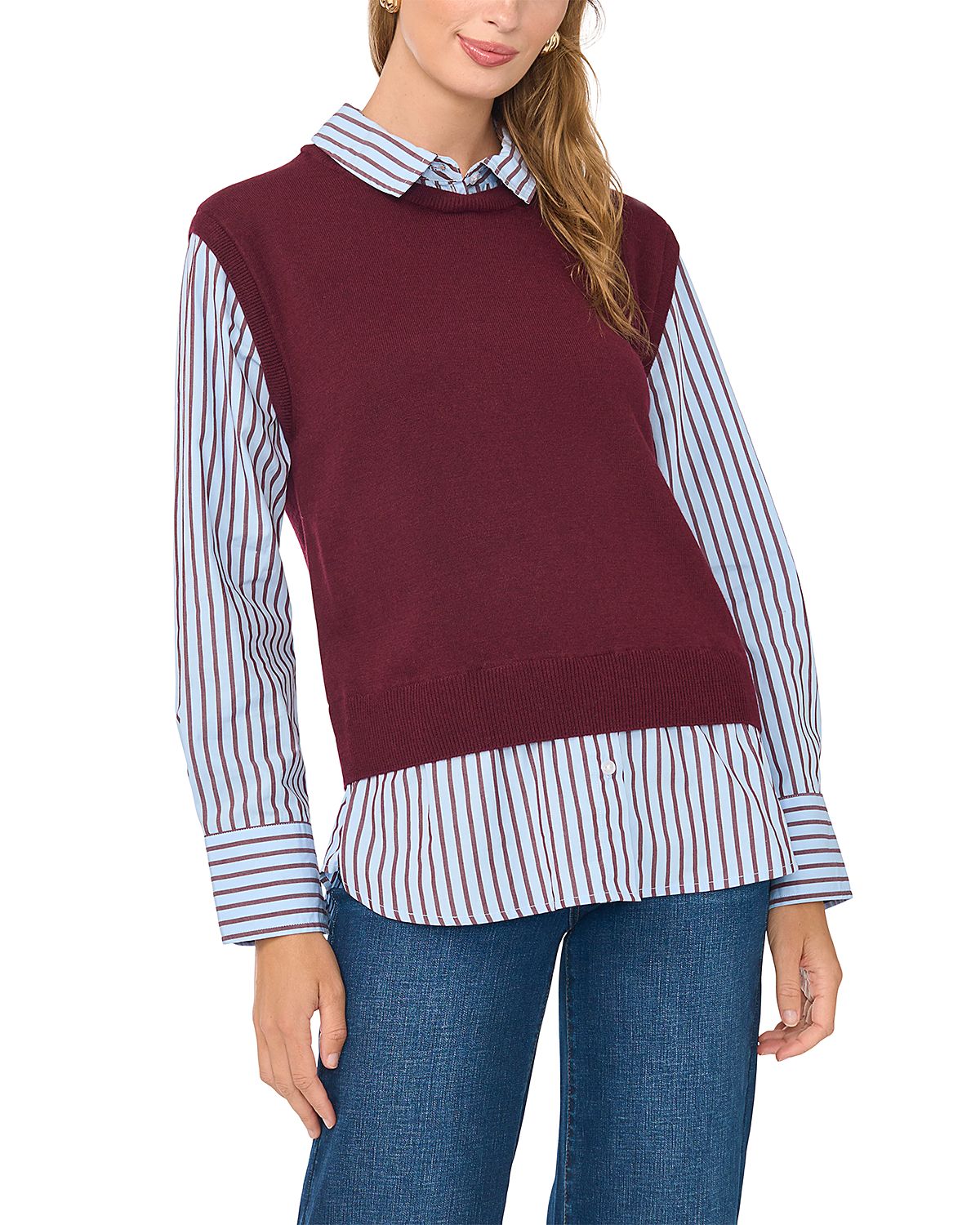 Vince Camuto Collared Layered Look Top