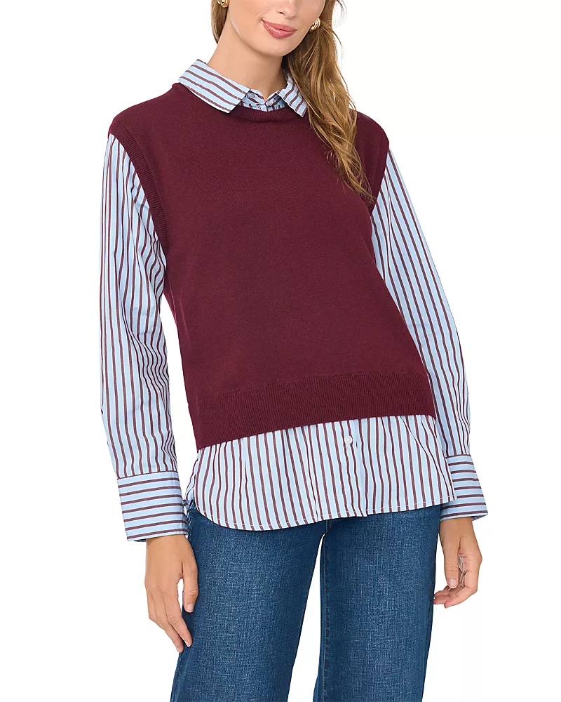 Vince Camuto Collared Layered Look Top