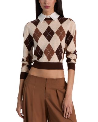 Carolann Wool Blend Crewneck Sweater with Cotton Stretch Collar