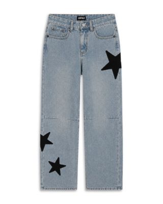 KatieJnyc Girls' Philly Star Applique Wide Leg Jeans - Big Kid