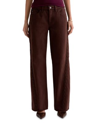 Adria Low Rise Wide Leg Jeans in Lace Up