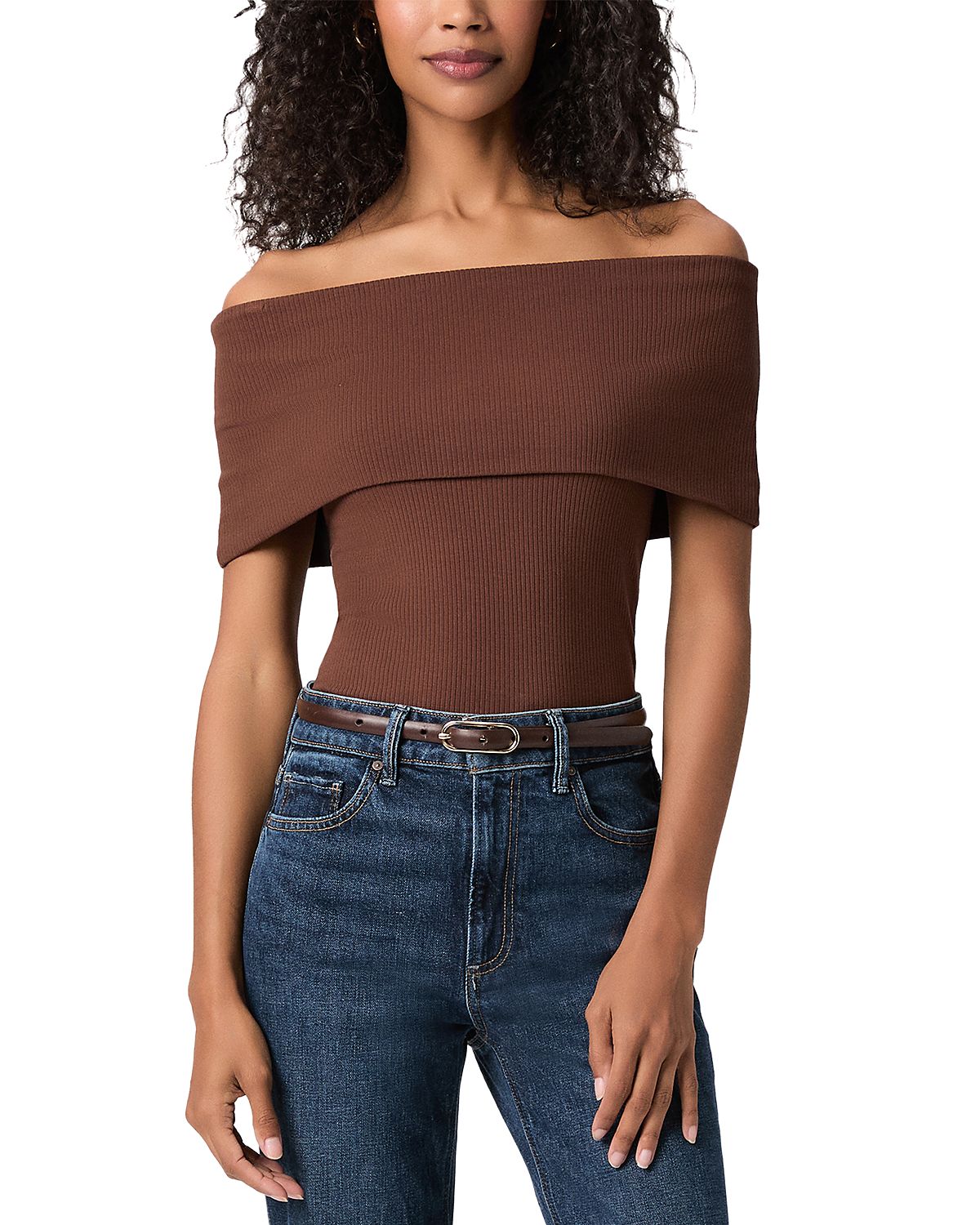 Paige Rosarita Ribbed Off The Shoulder Top