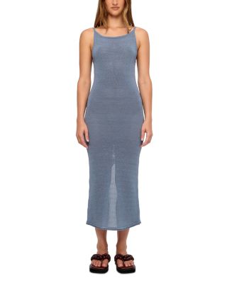 Textured Cotton Blend Knit Maxi Dress