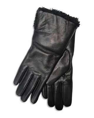 Fancy Leather & Cashmere Shearling Cuff Gloves