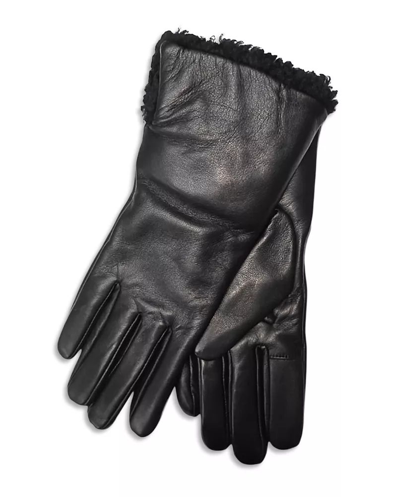 Labonia Fancy Leather & Cashmere Lined Shearling Cuff Gloves