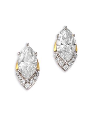 Luxe Collection Certified Lab Grown Diamond Half Halo Marquise Stud Earrings in 14K Yellow Gold, 1.50 tcw