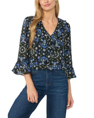 Cascading Ruffle Bell Sleeve Blouse